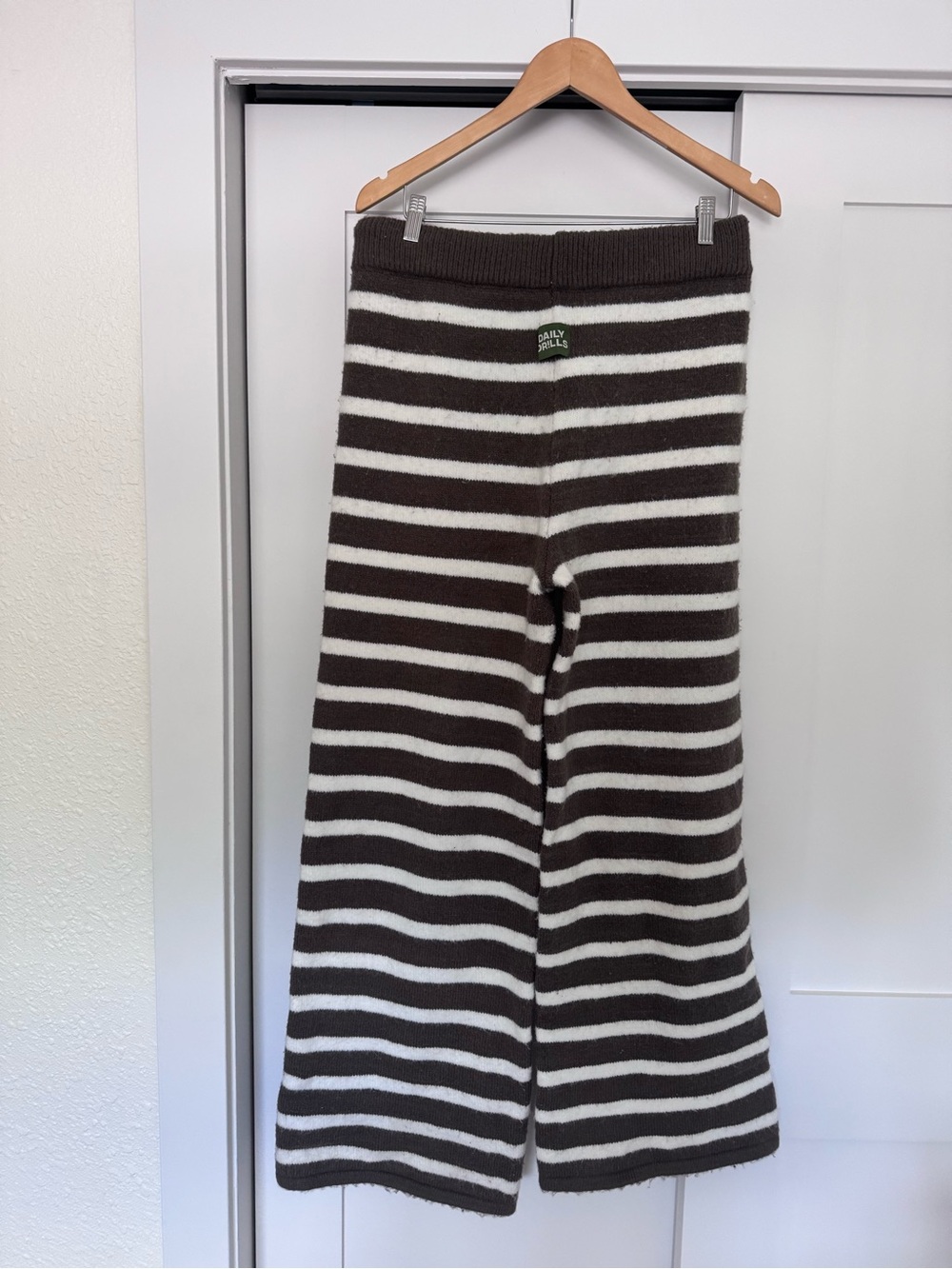 Daily Drills Brown and White Wide Leg Striped Knit Pants